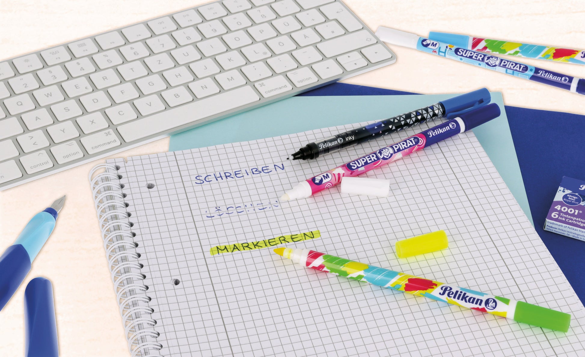 Pelikan Tintenlöscher Super Pirat 850M – Keil – Blau – Display 50 Stk.