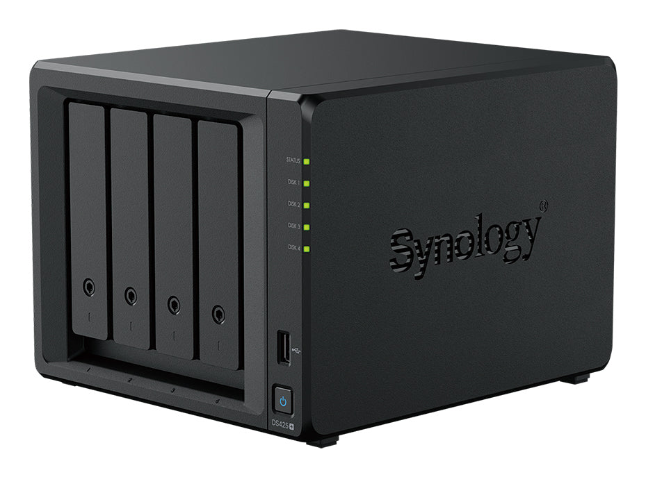 Synology DS425+ – 4-Bay Tower NAS – Intel Celeron J4125, 2 GB RAM, 2.5GbE, 64 TB HDD vorinstalliert
