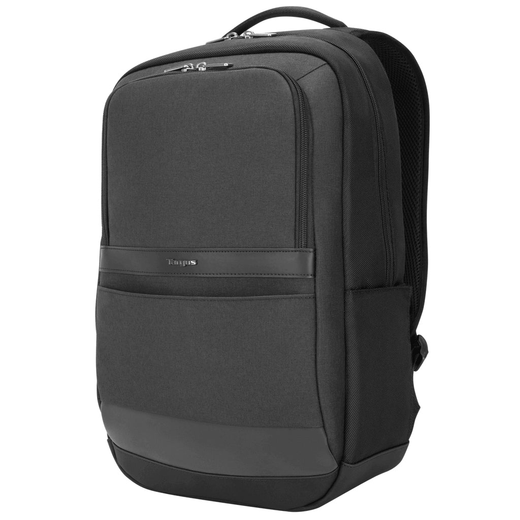 Targus Notebook-Rucksack bis 16" – Trolley-Haltegurt, Wasserflaschenhalterung – Schwarz/Grau