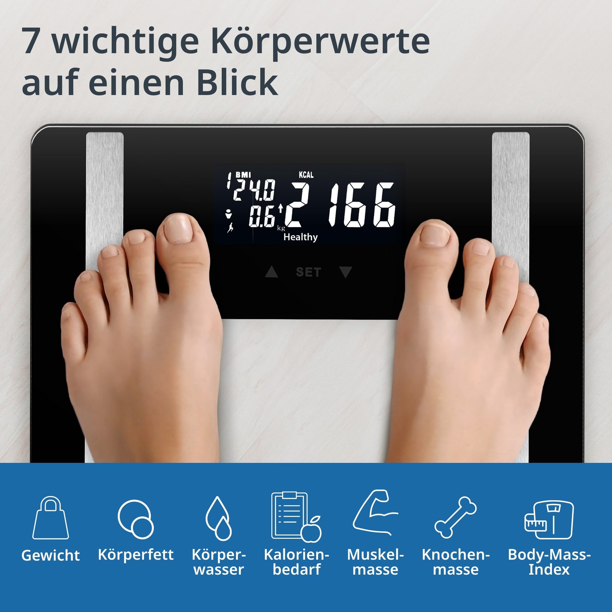 ADE Digitale Personenwaage BA2300-1 – Glas – 200 kg – Schwarz