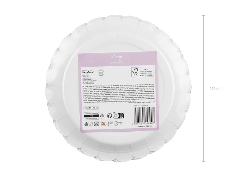 PartyDeco Teller, Papier/Karton – Ø 18 cm – Mehrfarbig – 6 Stk.