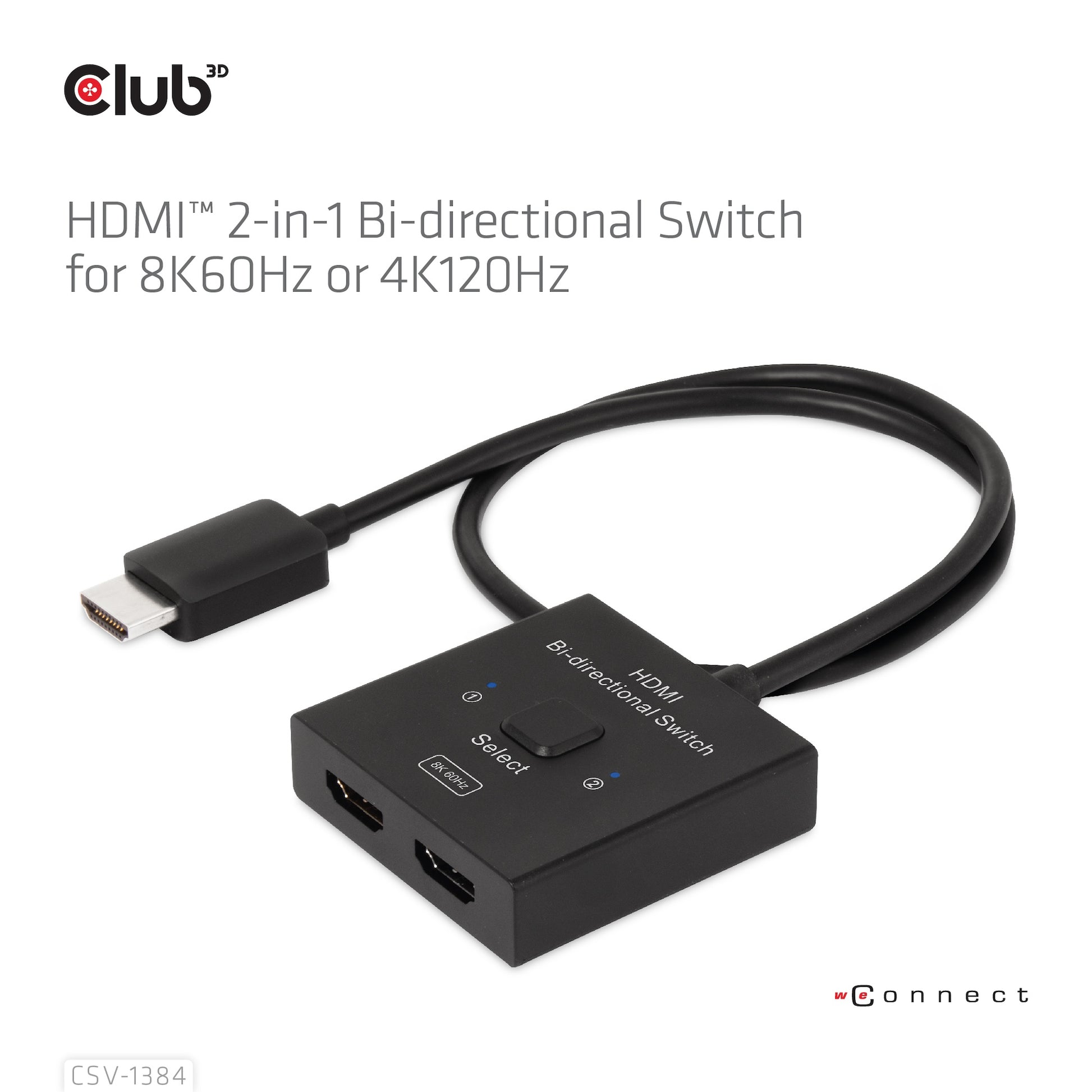CLUB3D Club 3D CSV-1384 – HDMI Switch, 2×1, 8K@60 Hz