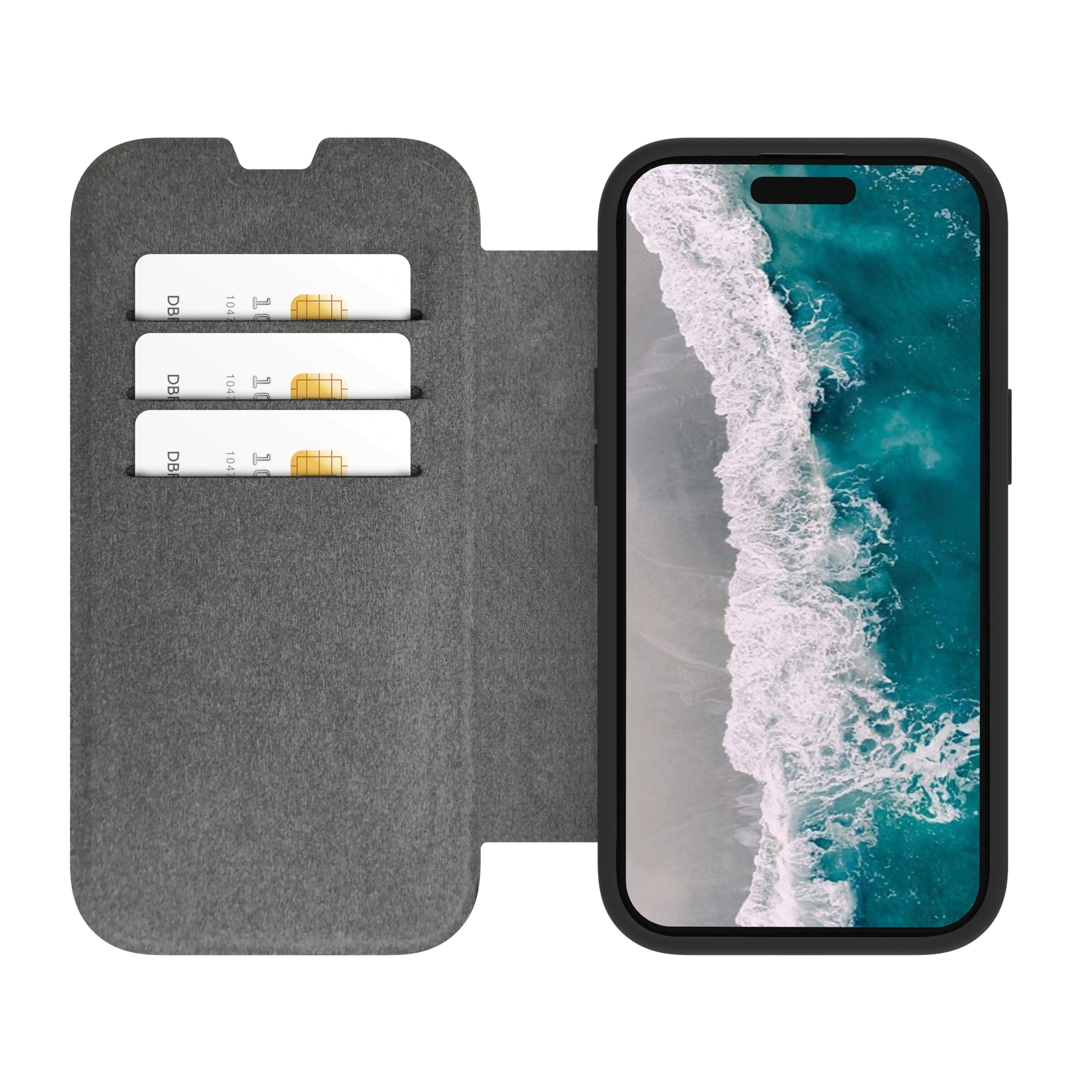 dbramante1928 Helsinki Wallethülle – für Apple iPhone 15 Plus, MagSafe, 3 Kartenfächer, Schwarz