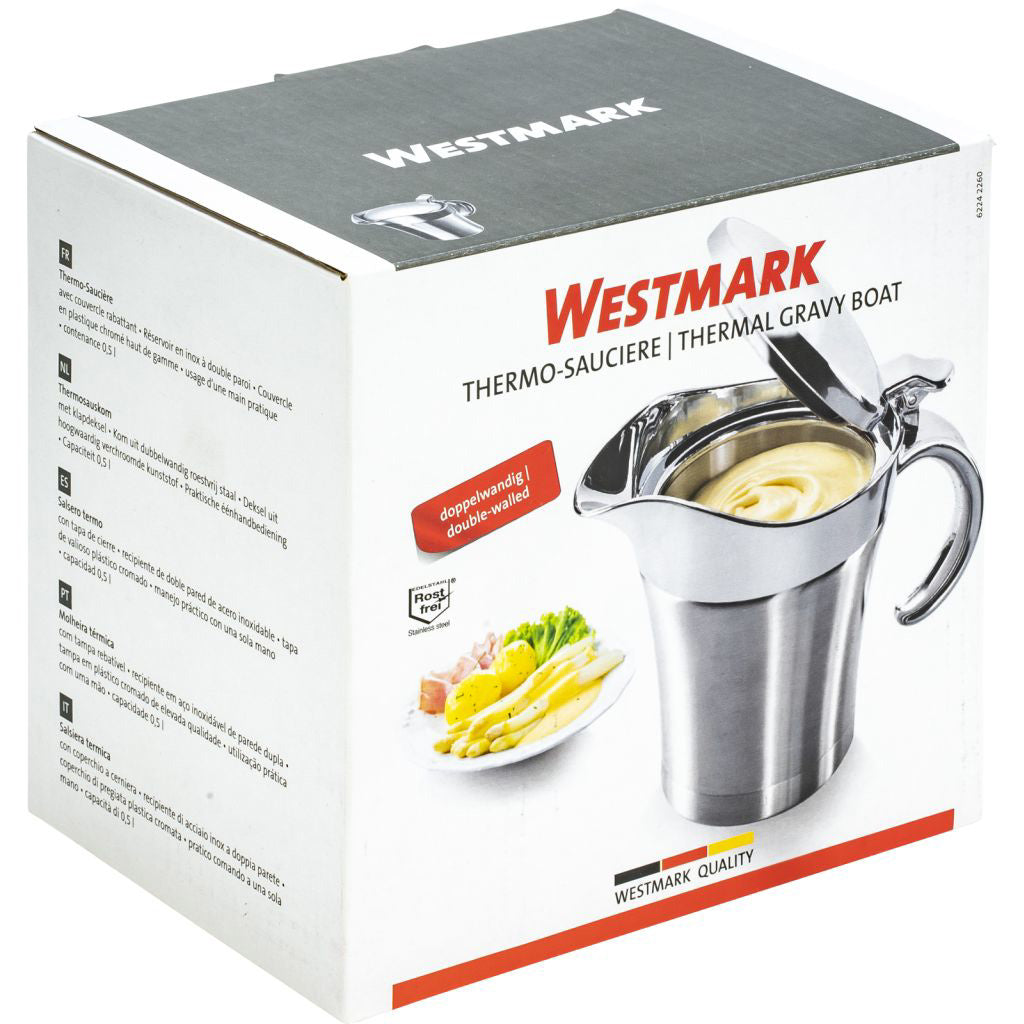 Westmark Saucenschale – 500 ml, Ø 18 cm, H 14,3 cm, Edelstahl/Kunststoff, Silber, BPA-frei
