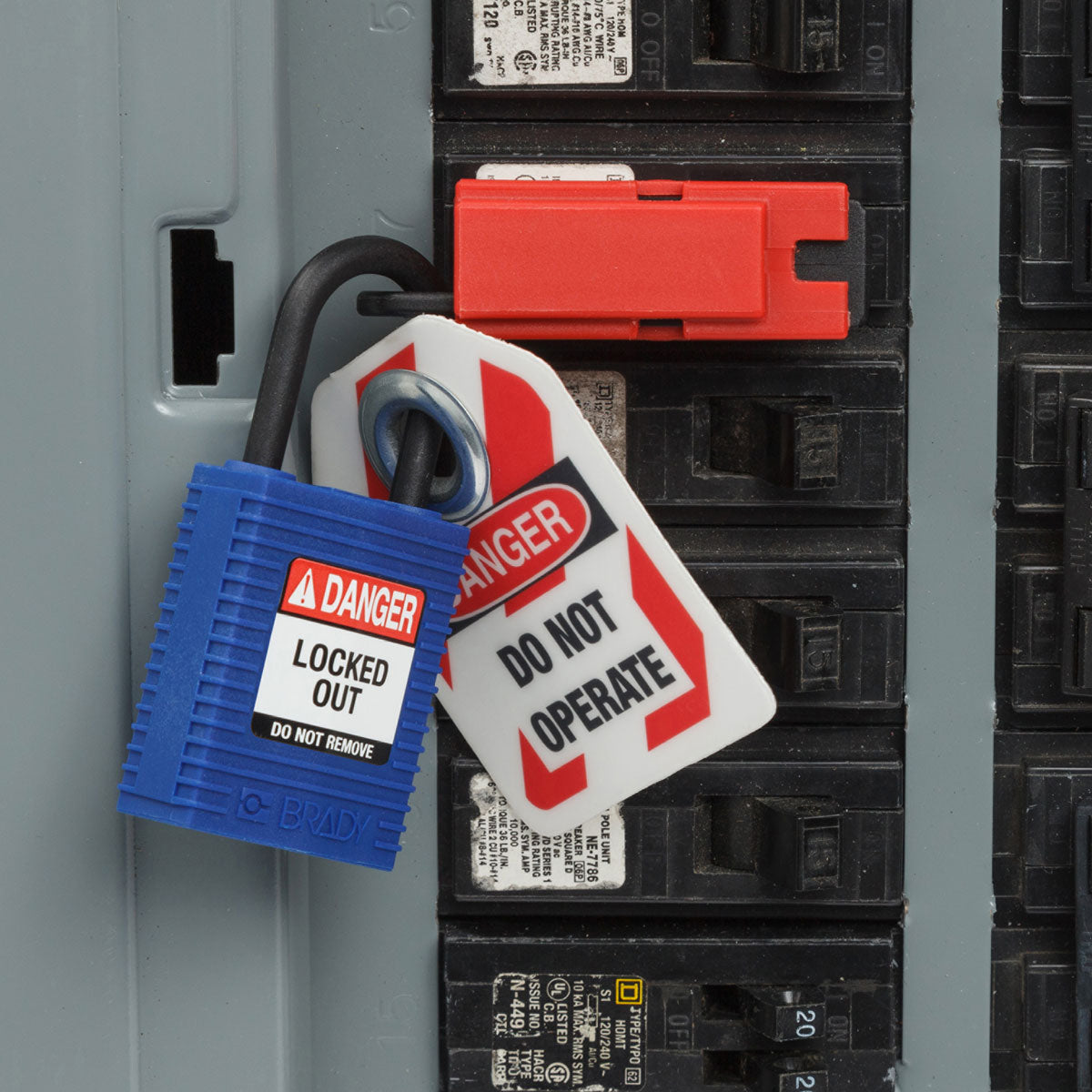 Brady SafeKey Mechanisches Vorhängeschloss – Nylon, Bügel 25,4×17,8 mm, Schäkeldurchmesser 4,7 mm, Blau
