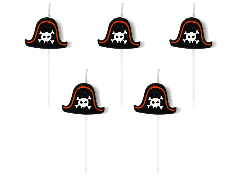 PartyDeco Geburtstagskerzen Pirat – Schwarz – 2 cm – 5 Stk
