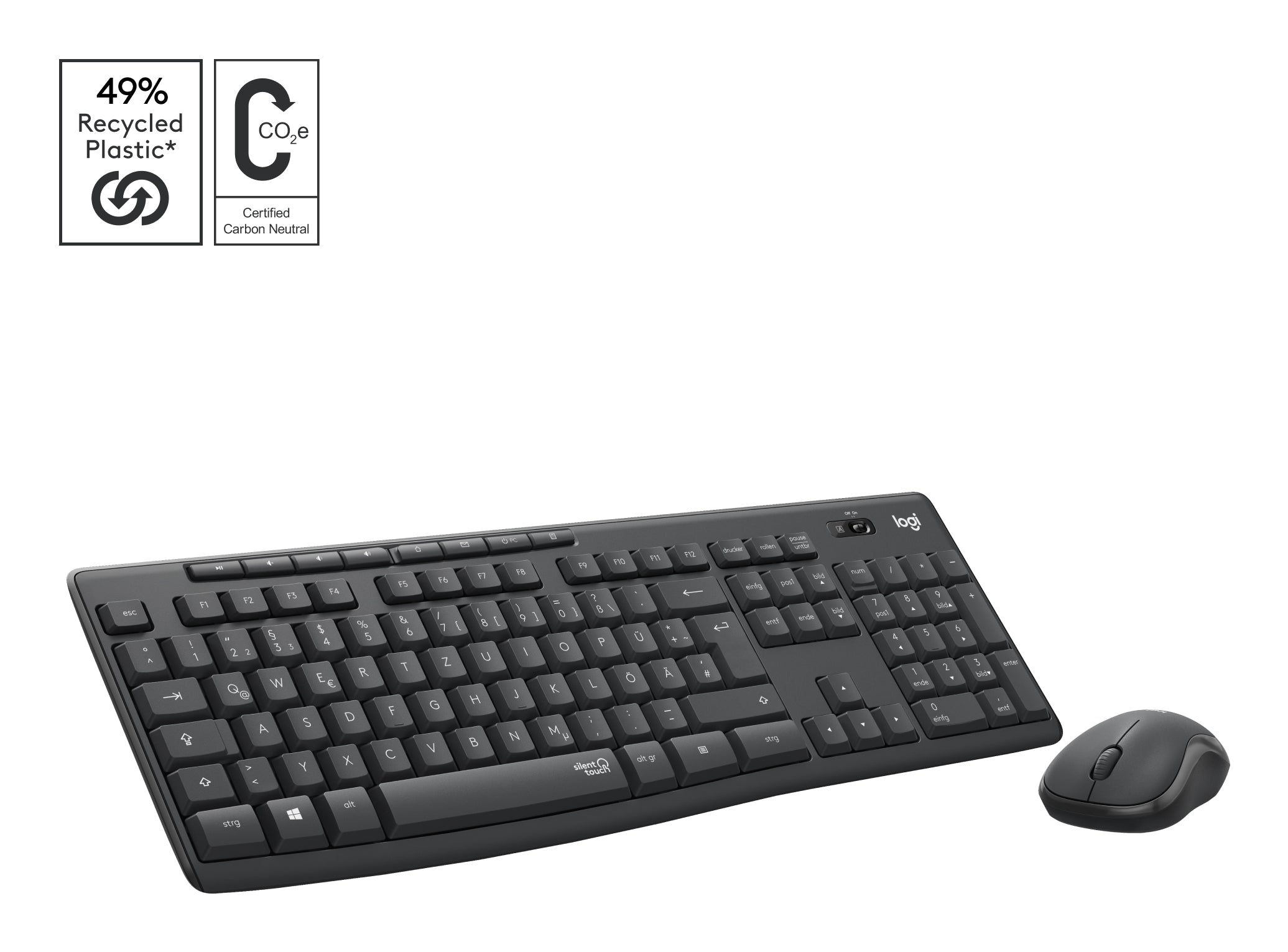 Logitech MK295 – Tastatur, kabellos, CH-Layout (DE-CH), Grau