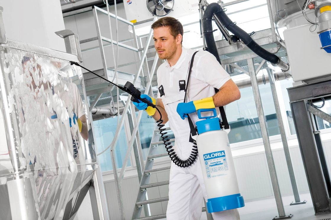 GLORIA FoamMaster FM50 – Schaumsprüher, 5 l, 3 bar, verstellbare Düse, Kunststoff, Blau/Weiss