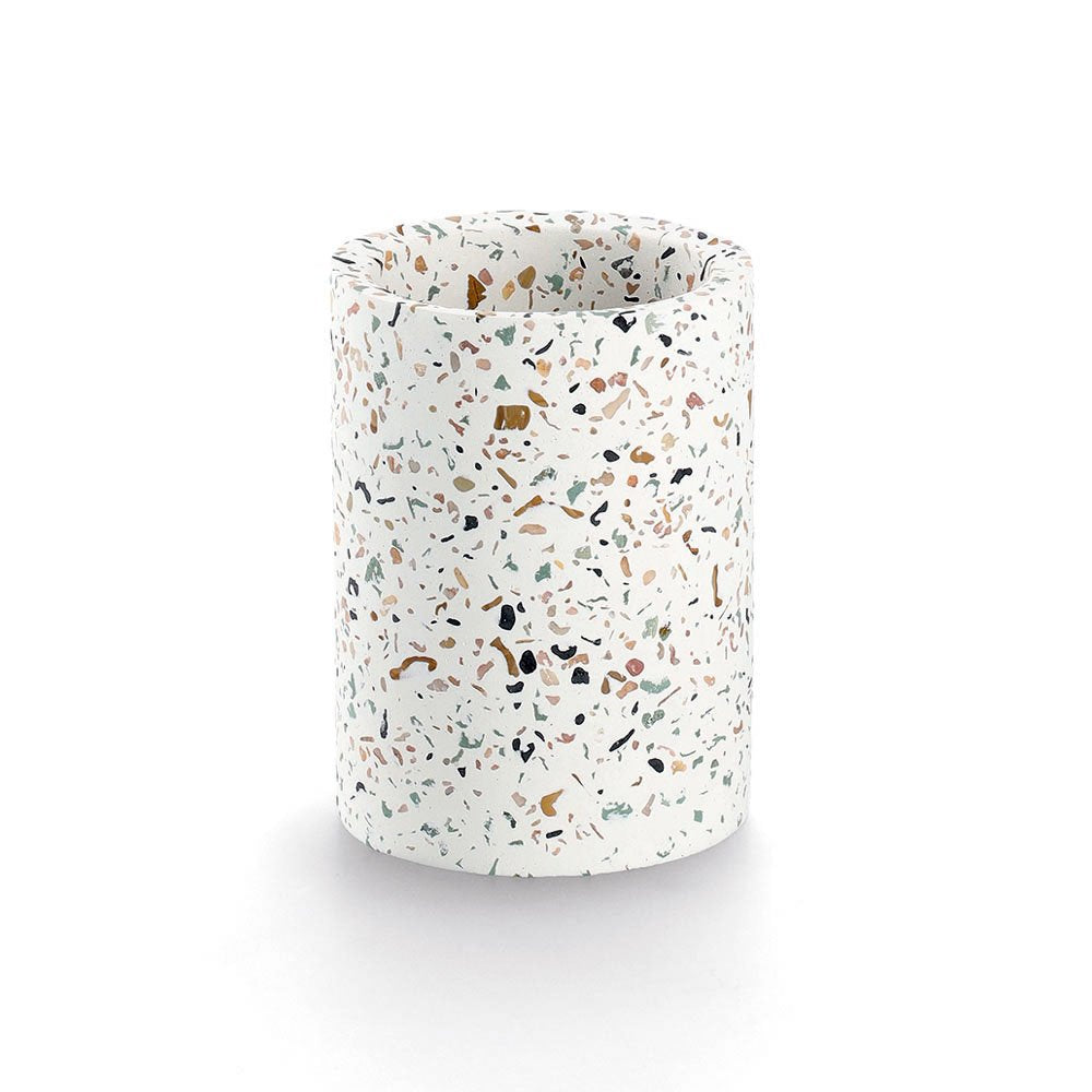 Zeller Present Zahnbürstenhalter Terrazzo – Ø8,2×11 cm, Zement, Mehrfarbig