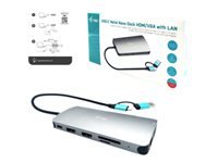 i-tec Metal Nano Dockingstation – USB-C, 2× HDMI, 1× VGA, 4× USB-A, 100 W PD, GbE, für Windows/Mac/Linux