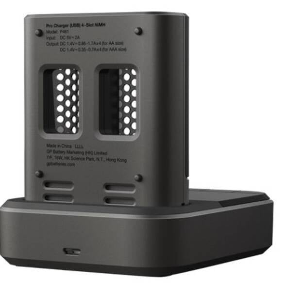 GP Batteries P461 Batterieladegerät 4× – für AA, AAA – inkl. 4× AA 2000 mAh – USB – grün