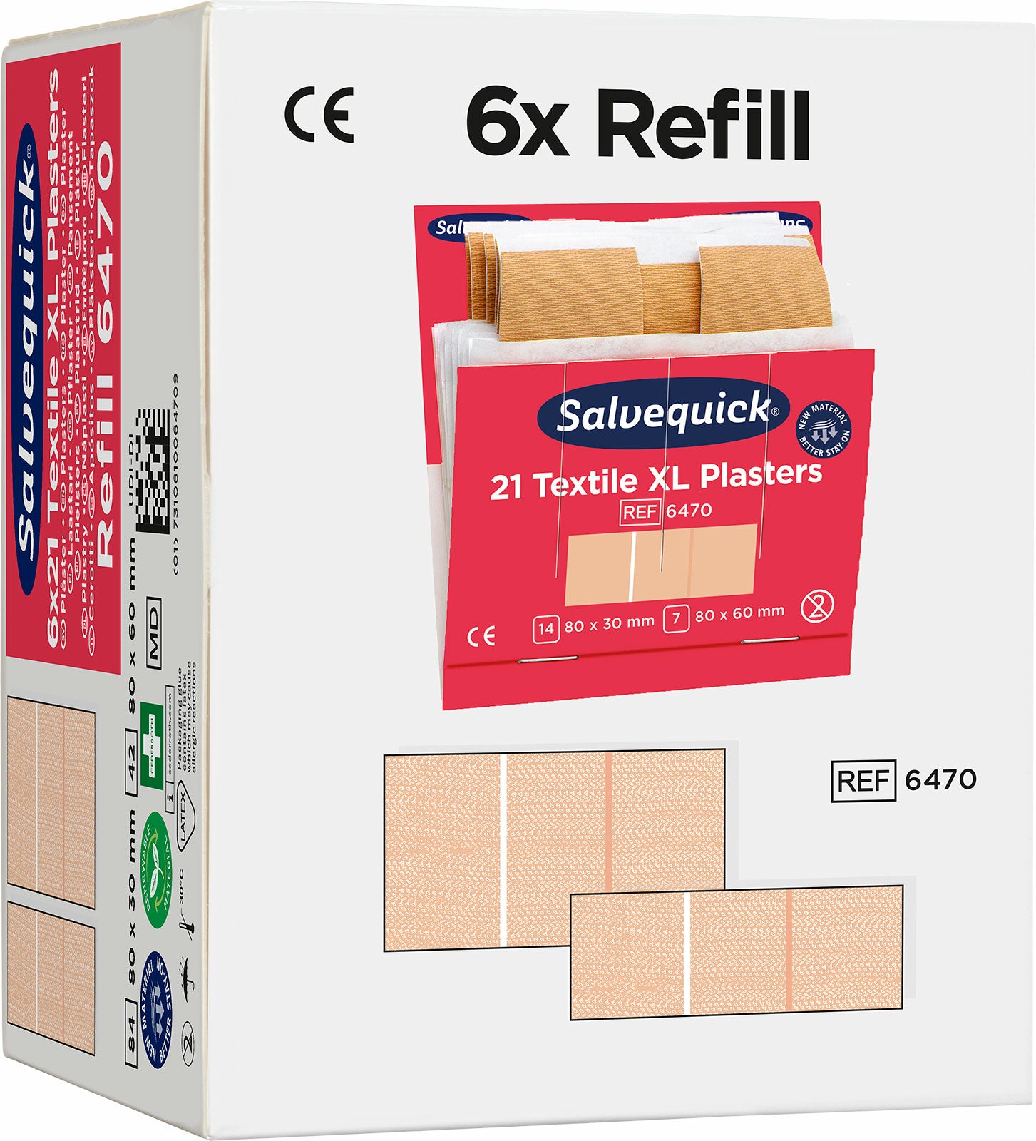 Cederroth Salvequick Pflaster-Nachfüllpackung – 66 × 22 mm, 21 Stück, für Salvequick-Spender