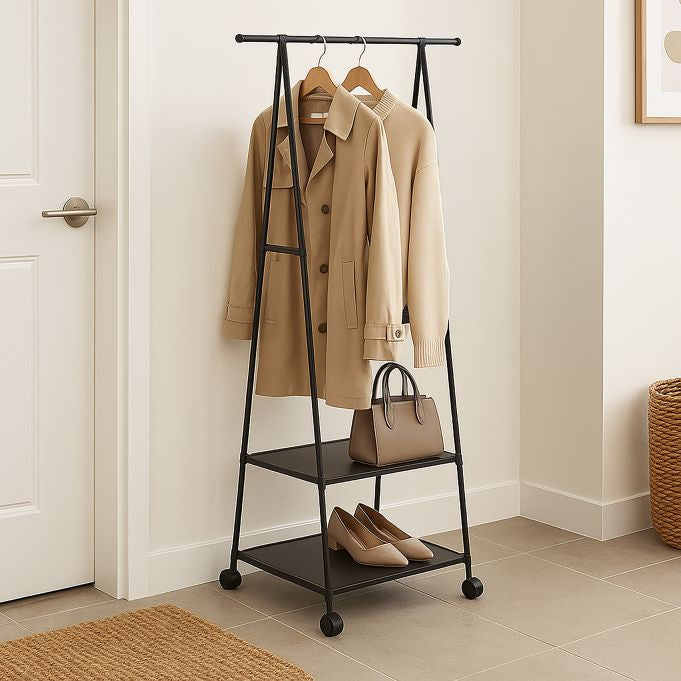 Relaxdays Garderobenständer – Stahl – Schwarz – 1'600 mm