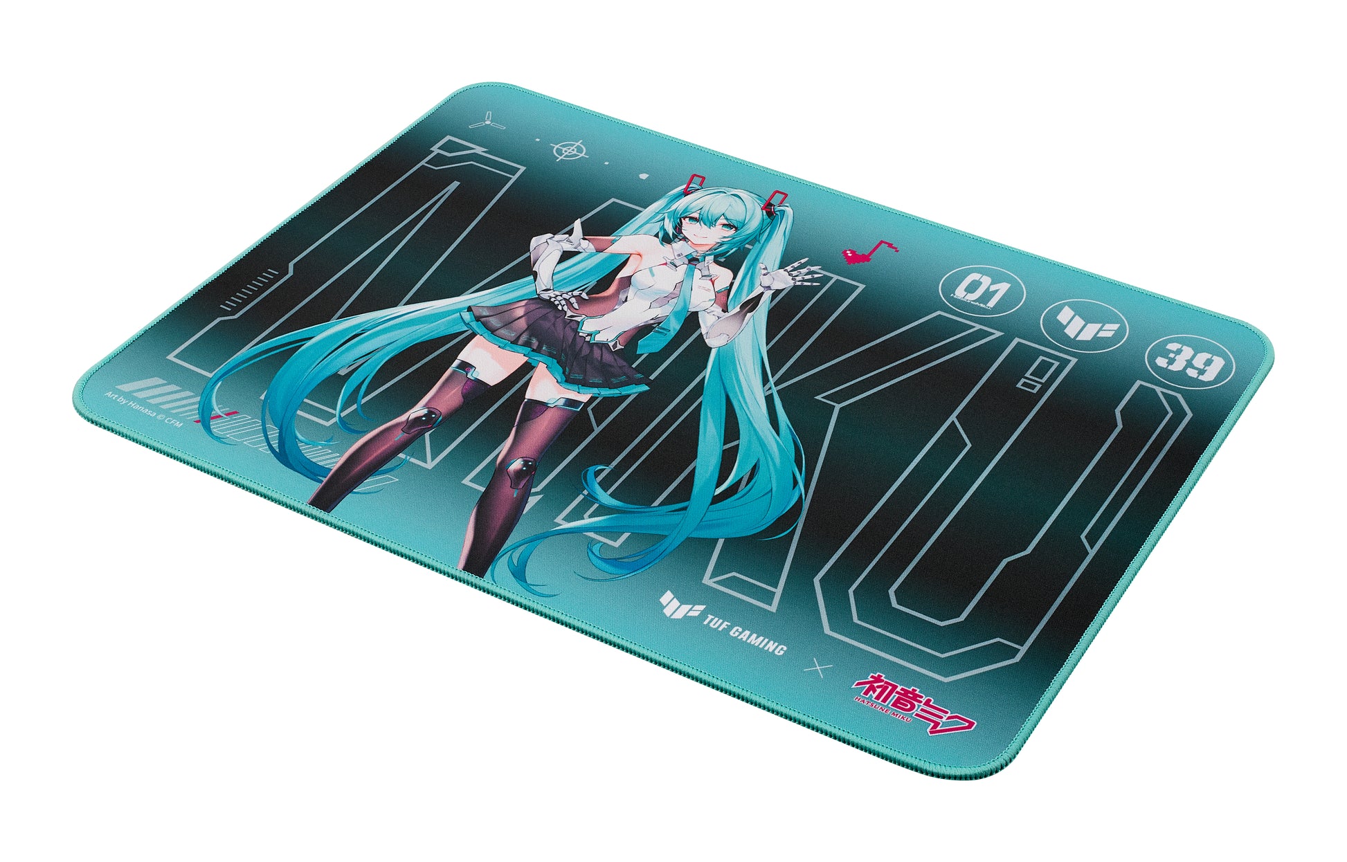 ASUS TUF Gaming P1 Hatsune Miku – Gaming-Mauspad – 360 × 260 mm, Stoff, Türkis