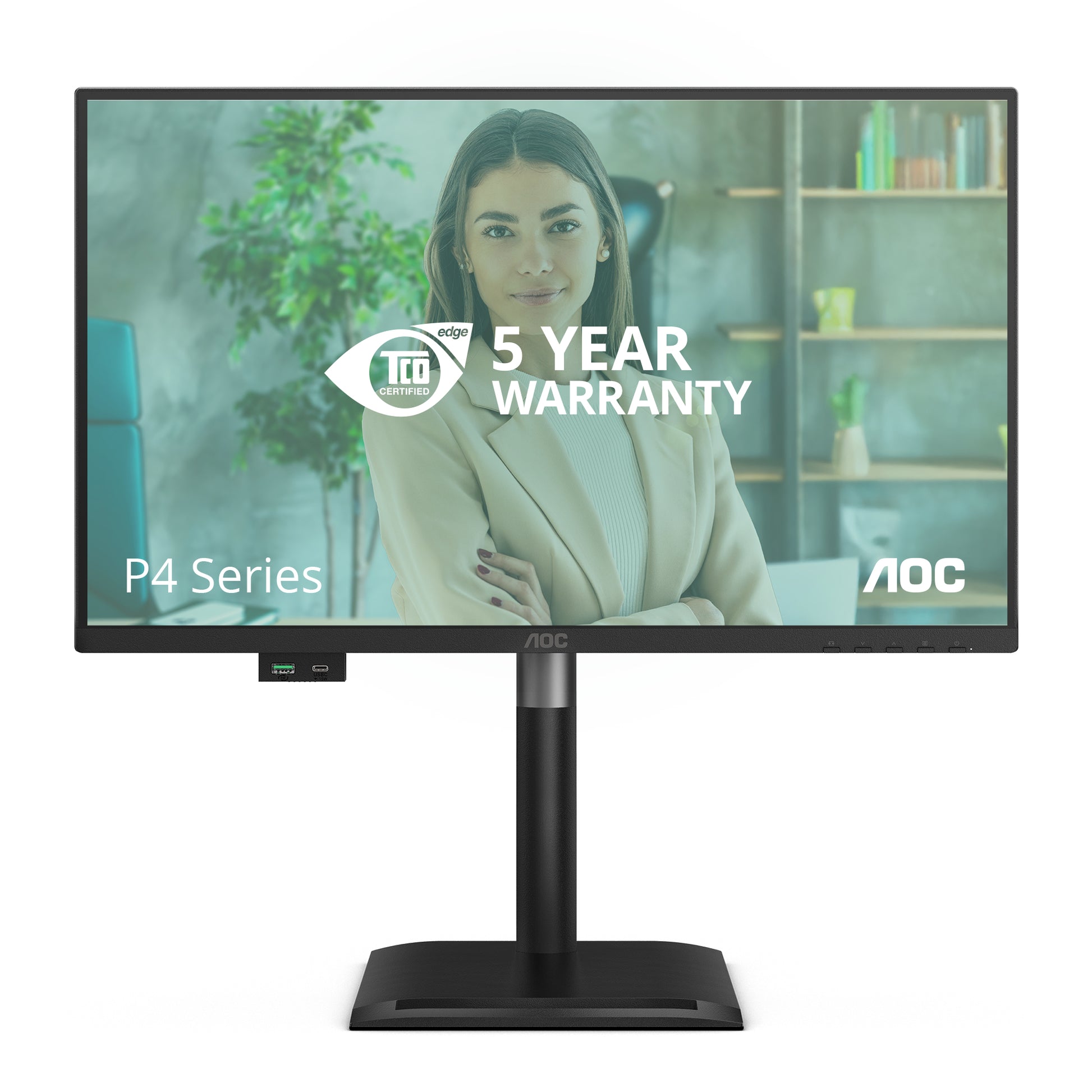 AOC 24P4U – Monitor, 23,8", 1920 × 1080 (Full HD), IPS, 60 Hz, VESA 100 × 100, Schwarz