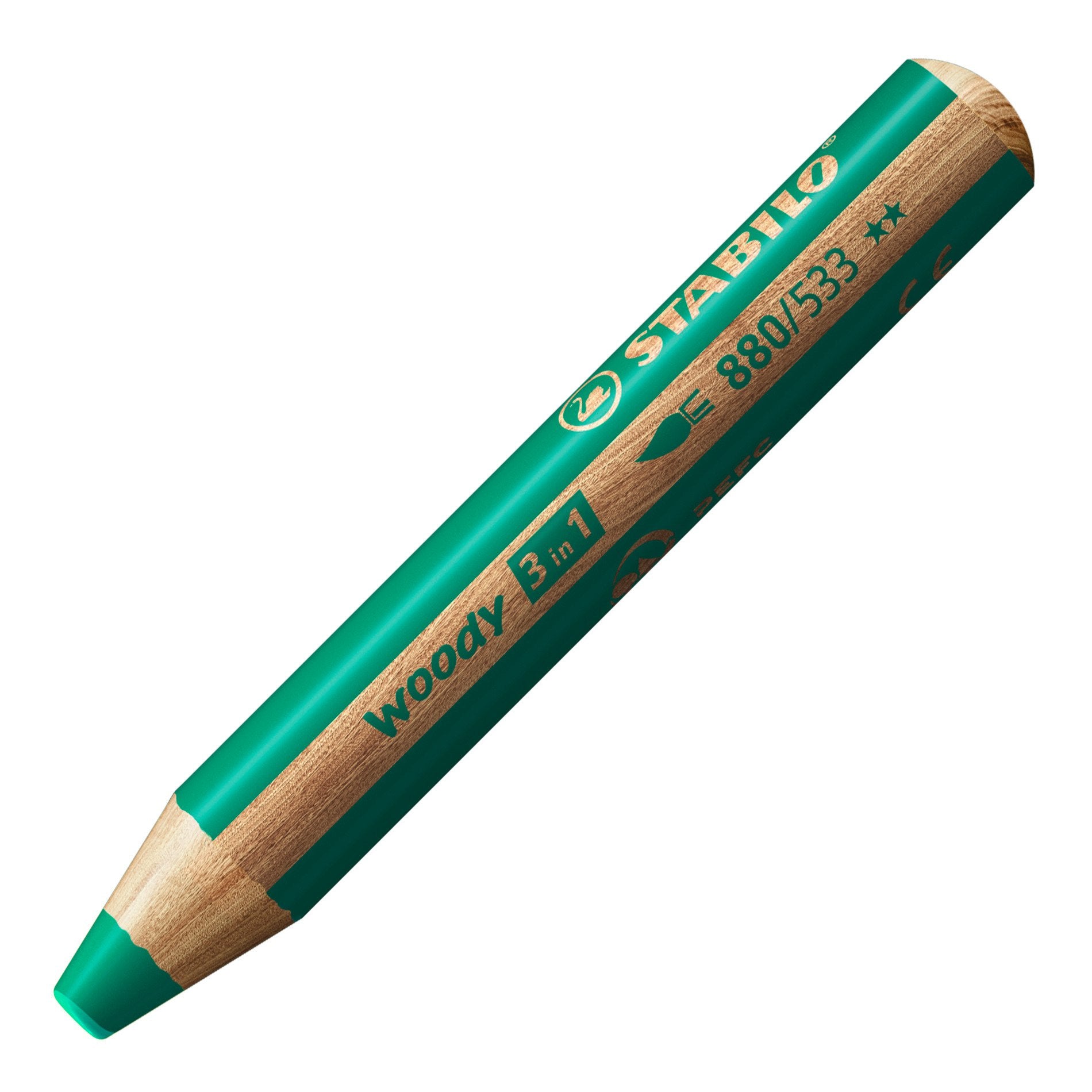 STABILO Buntstifte Woody 3 in 1 – 3-in-1, Minen-Ø 10 mm, 5 Stk., grün