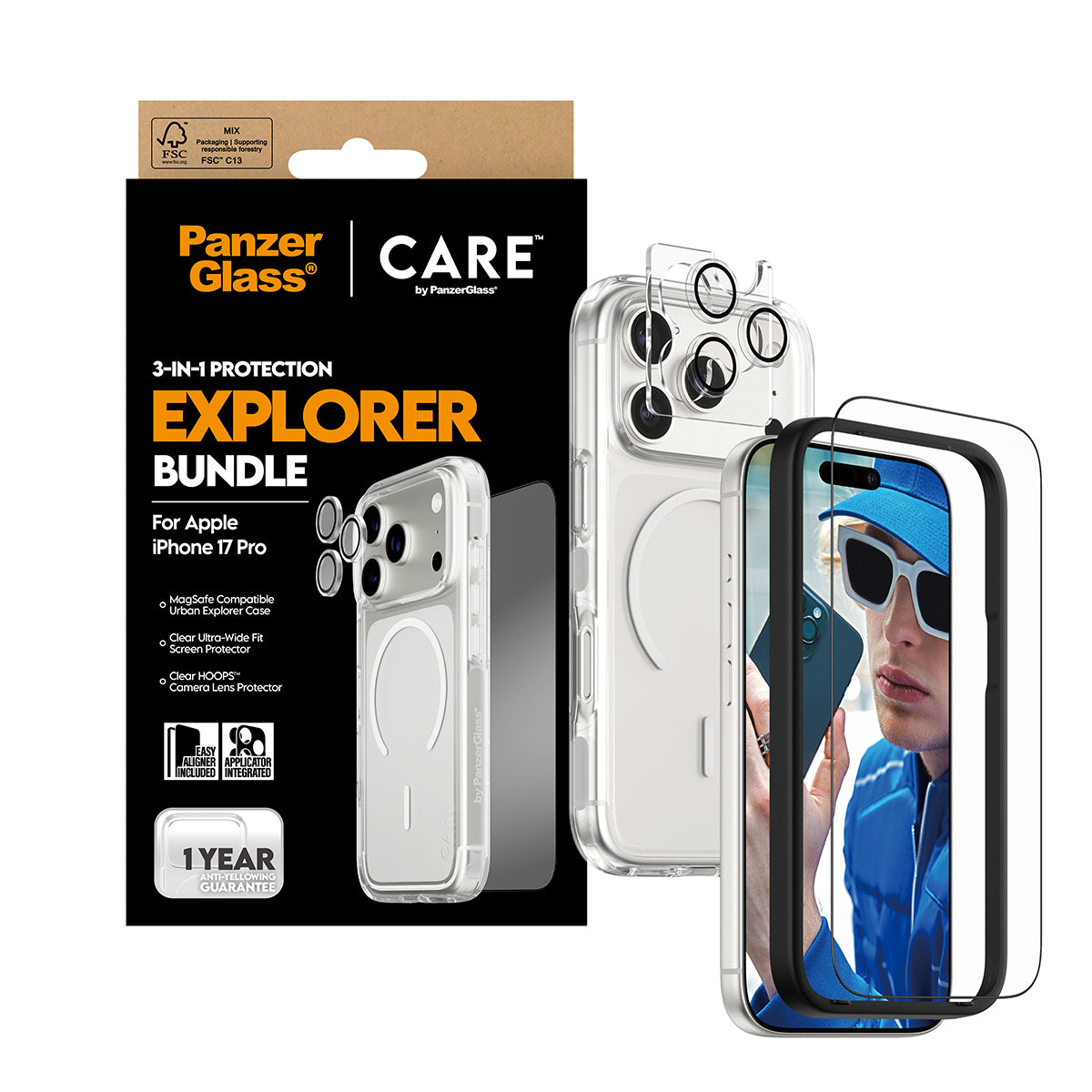 PanzerGlass CARE – Backcover – für Apple iPhone 17 Pro – transparent – MagSafe-kompatibel