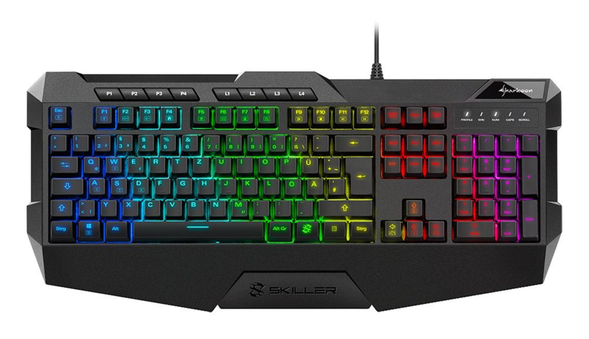Sharkoon Skiller SGK4 – Gaming-Tastatur 100% – Membran – kabelgebunden (USB-A) – RGB – QWERTZ (DE) – schwarz
