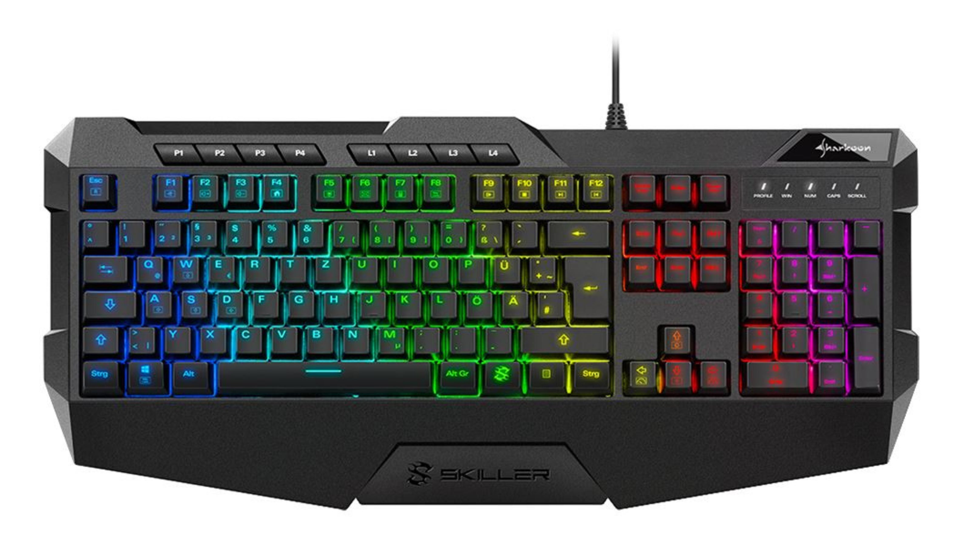 Sharkoon Skiller SGK4 – Gaming-Tastatur 100% – Membran – kabelgebunden (USB-A) – RGB – QWERTZ (DE) – schwarz