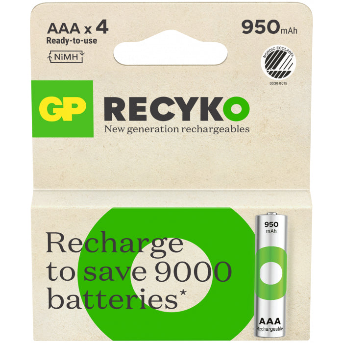 GP Batteries AAA Akkus, Nickel-Metallhydrid (NiMH), 950 mAh, 1,2 V, 4 Stk.