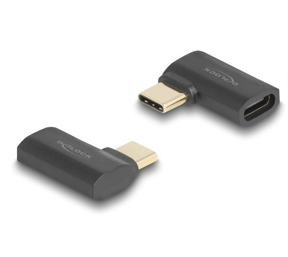 DeLOCK USB-Adapter USB-C (Stecker auf Buchse) – USB4 40 Gbit/s – PD 240 W – Abgewinkelt – Anthrazit
