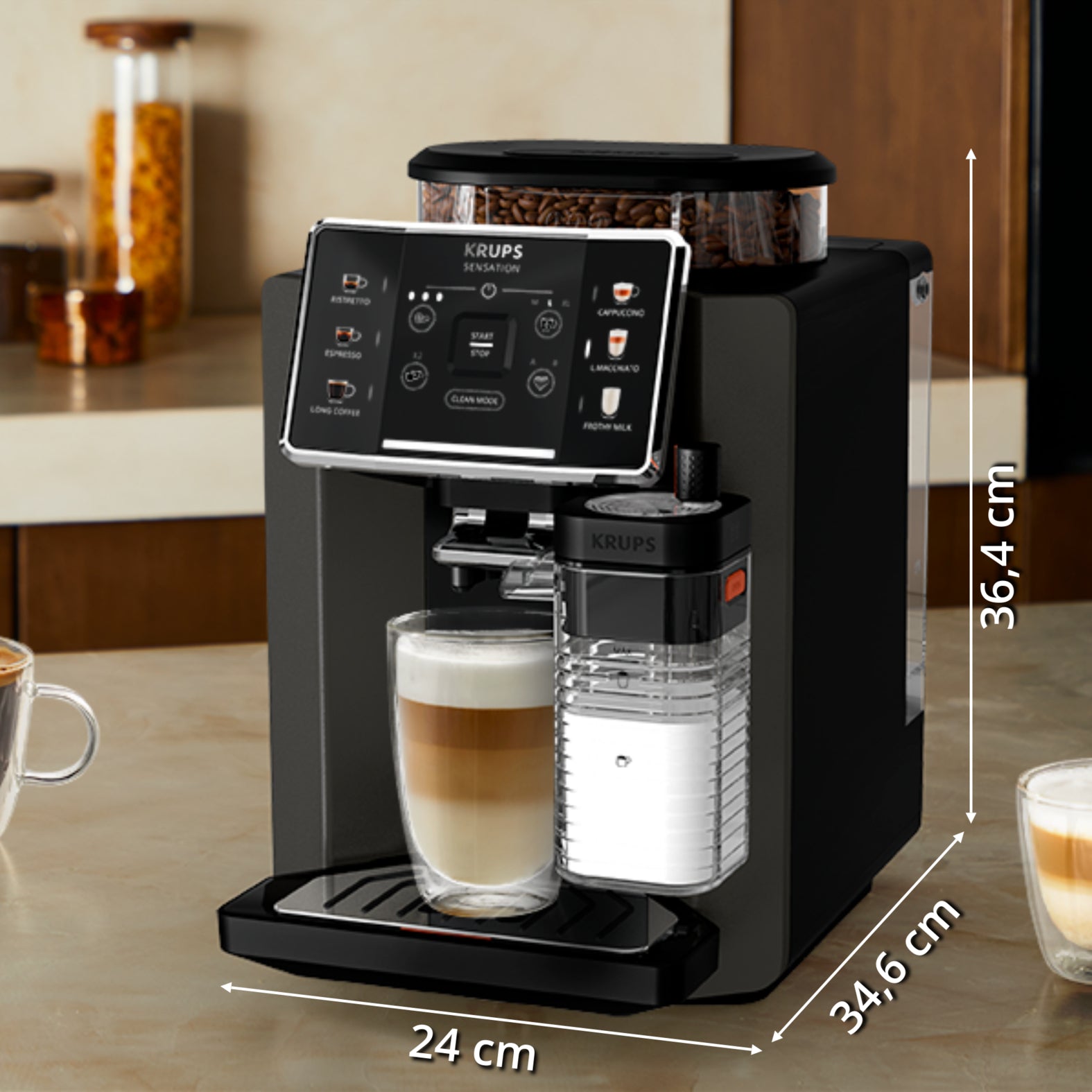 Krups Sensation Milk M50 EA9129 Kaffeevollautomat – 1,7 l, 260 g Bohnenbehälter, 15 bar, Milchaufschäumer