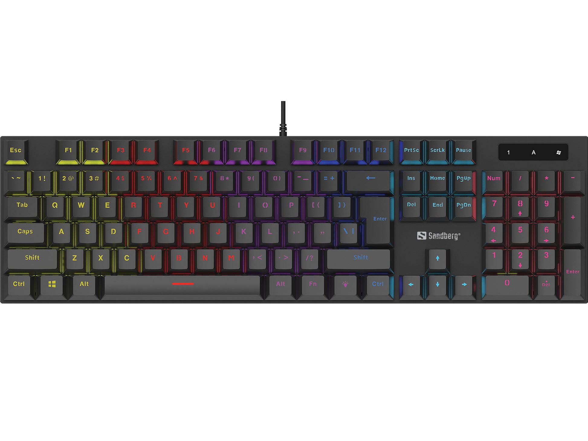 Sandberg Gaming-Tastatur – mechanisch, kabelgebunden – USB – QWERTY (Nordic) – RGB – Schwarz