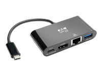 Tripp Lite U444-06N-H4GUBC Multiport-Adapter – USB-C, 1× HDMI, 1× USB-A, 60 W PD, GbE