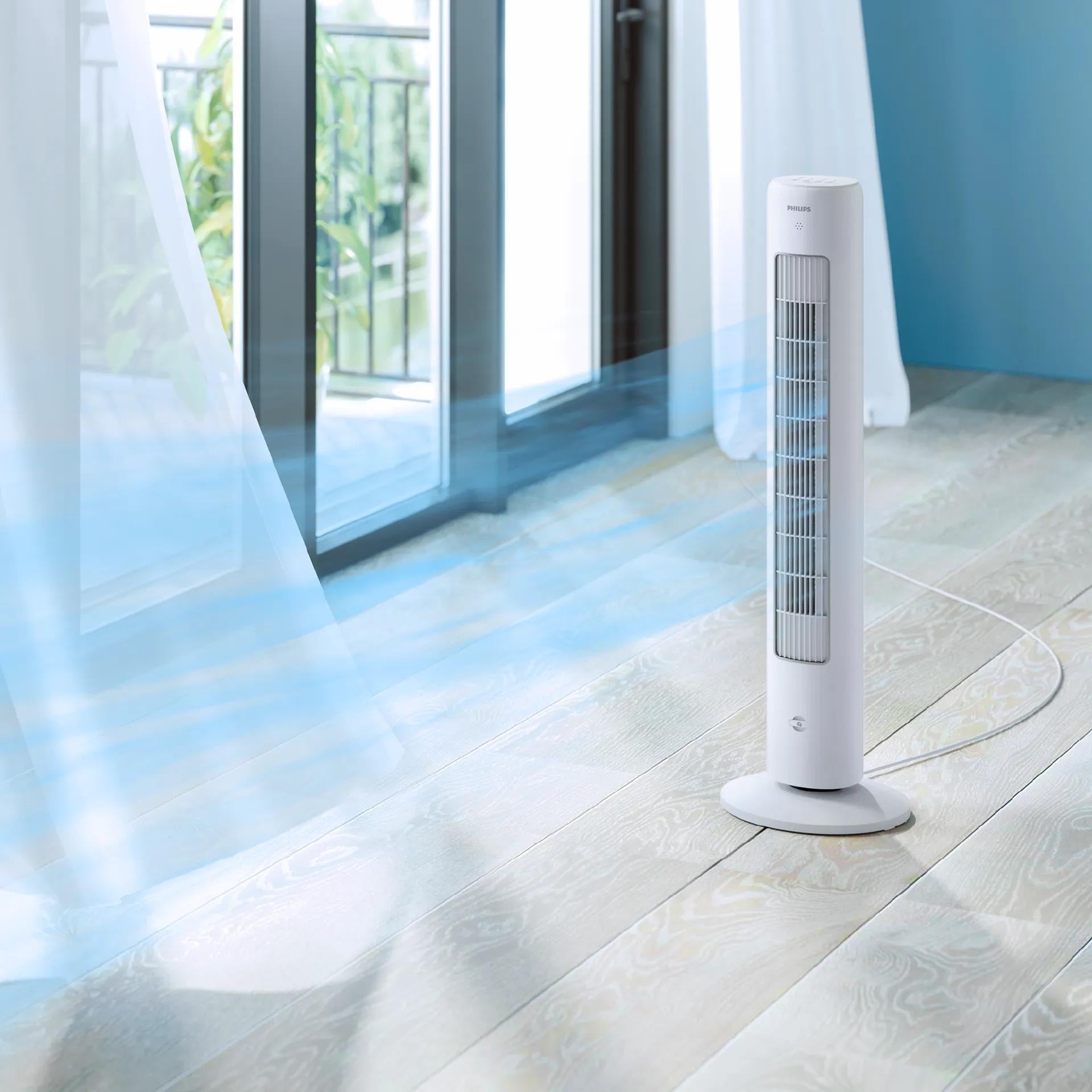 Philips Turmventilator CX5535/00 – 40 W, 3 Stufen, oszillierend, Timer, Fernbedienung, 2230 m³/h, 46 dB(A)