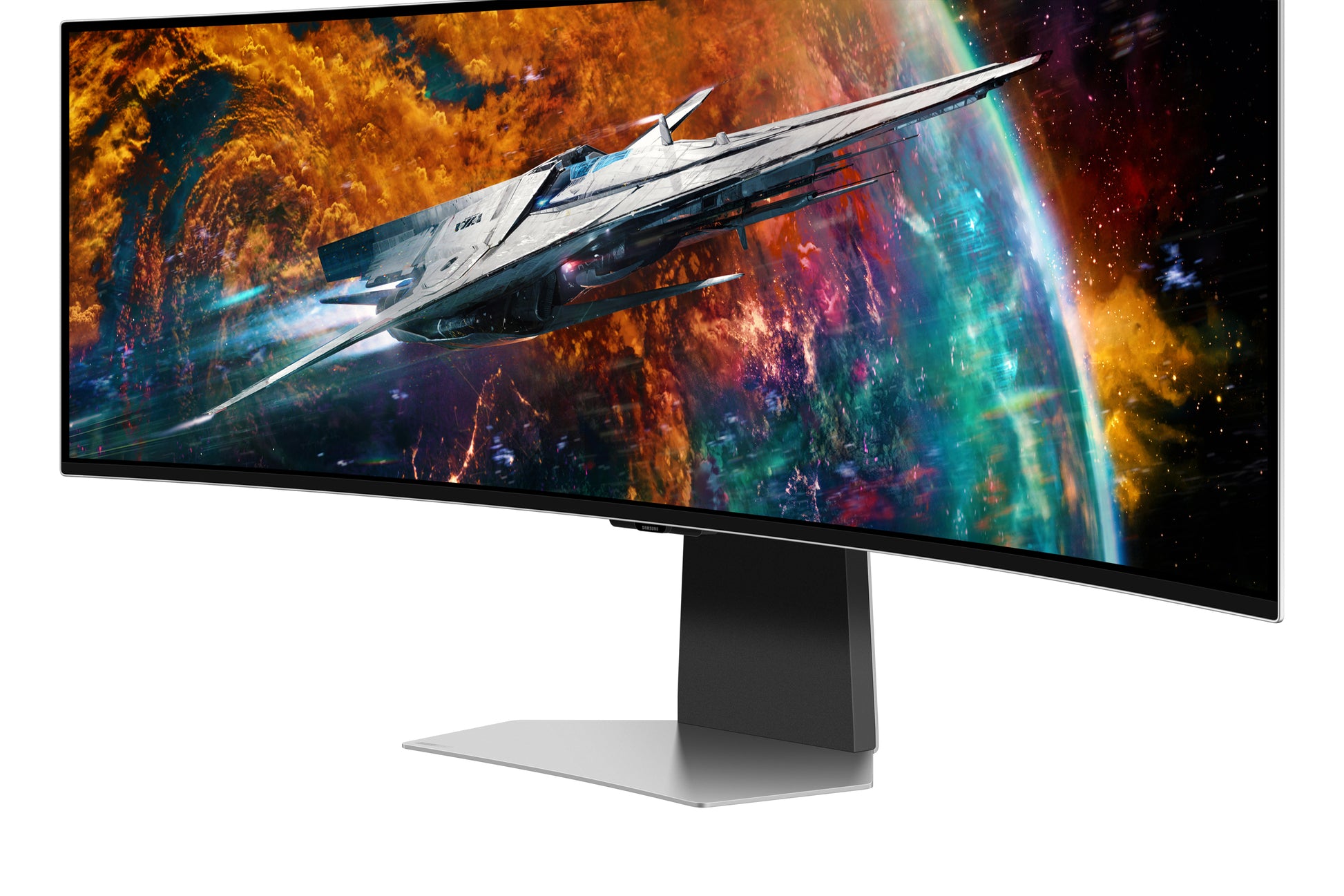 Samsung 54Suxen – Monitor, 49", 5120 × 1440 (5K), OLED, Silber
