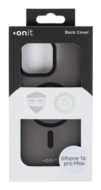 ONIT Backcover – für Apple iPhone 16 Pro Max, MagSafe, PC+TPE+TPU, Schwarz matt, bis 3 m sturzsicher
