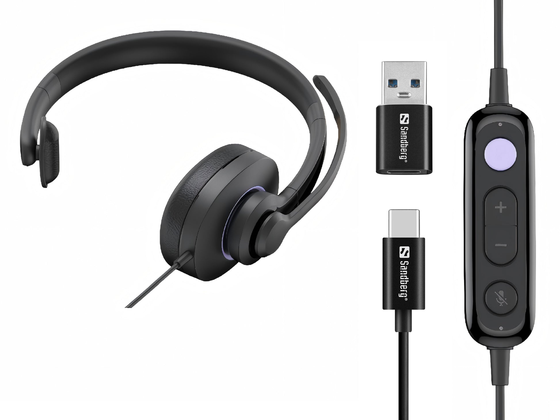 Sandberg Headset Pro Office-Headset – Mono, USB-C/USB-A