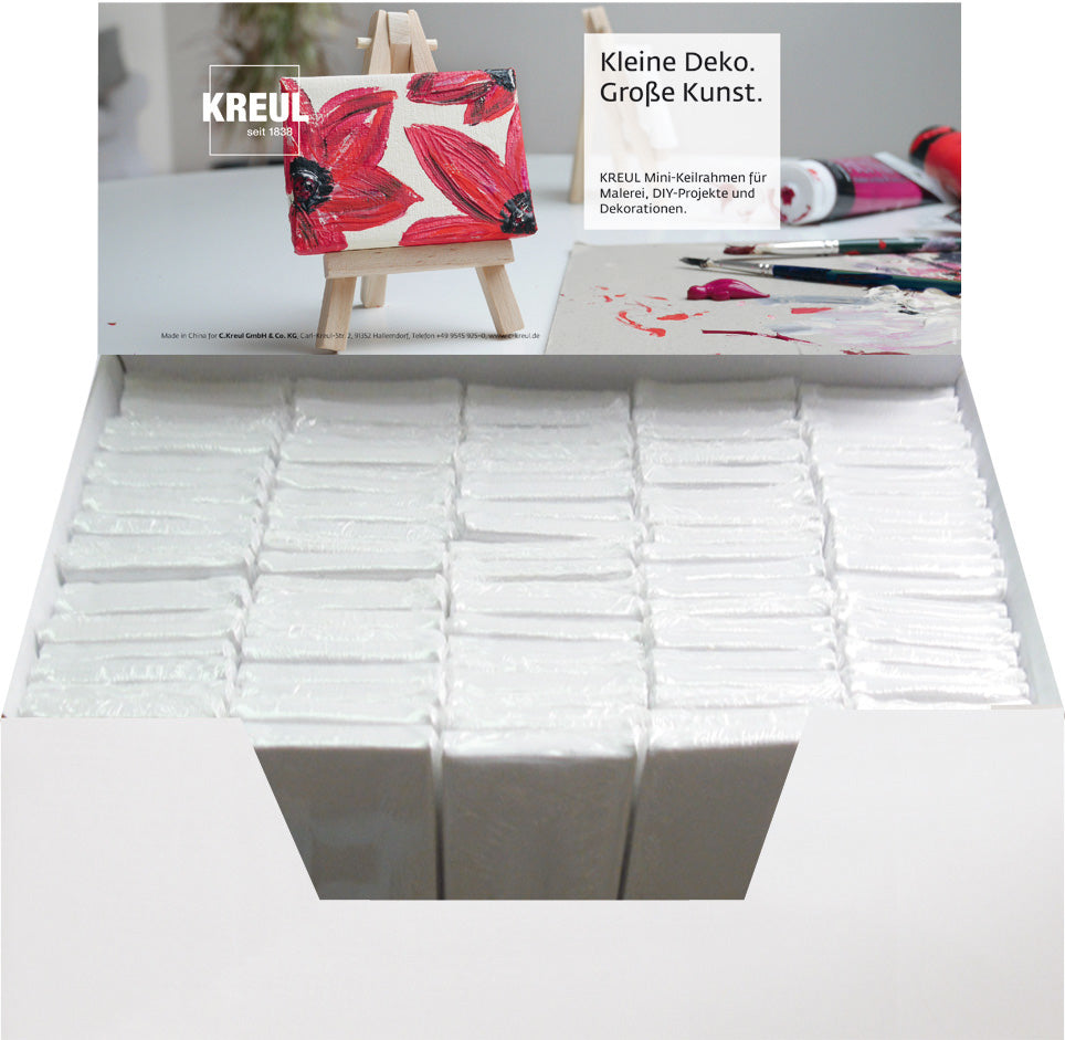 Kreul Mini-Keilrahmen – 60 × 90 mm, 380 g/m², 100 % Baumwolle, 100 Stück