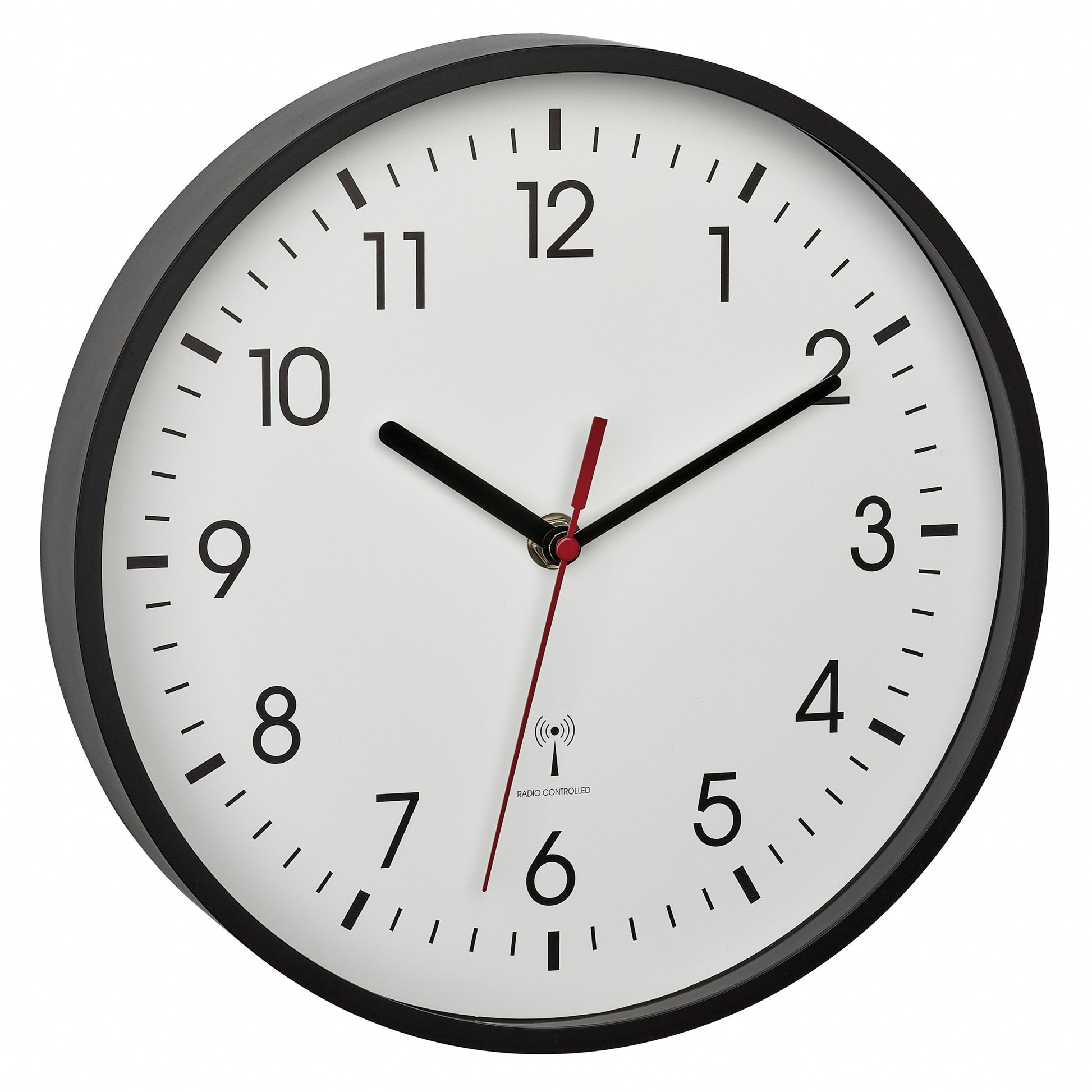 TFA-Dostmann TFA Dostmann Wanduhr – Funk, analog, Ø 24,5 cm, schwarz, Kunststoff/Glas