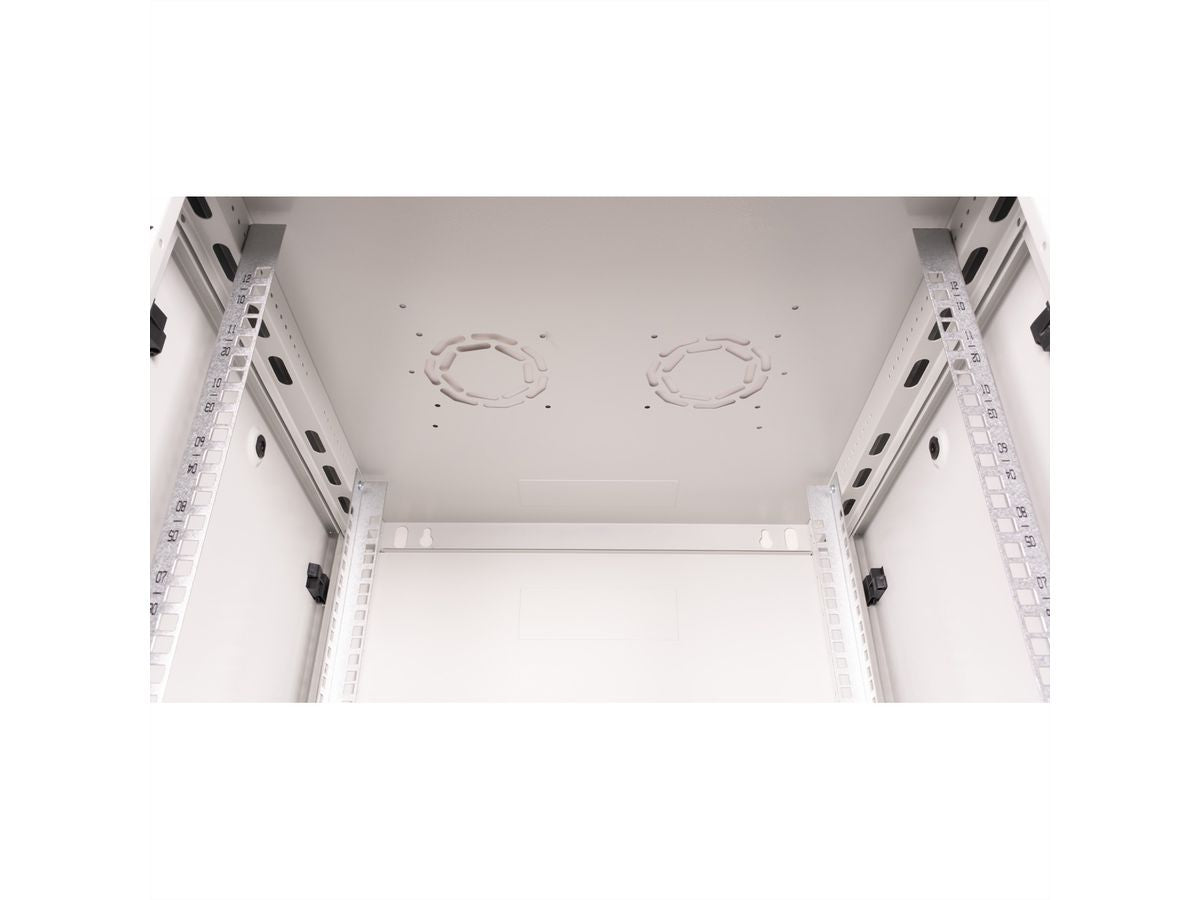 ROLINE Basic Plus – 19" Wandverteiler 12U, IP20, abschliessbar, 600 × 600 × 645 mm, lichtgrau, Stahl