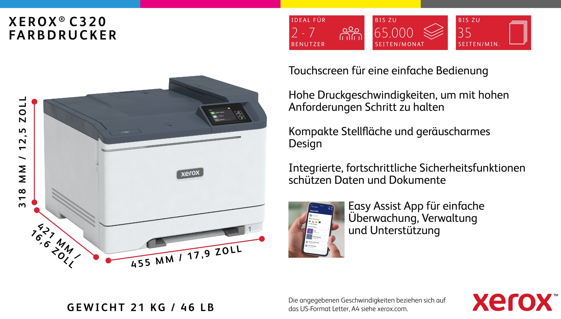 Xerox C320 – A4, Duplex, 33 Seiten/Min., WLAN