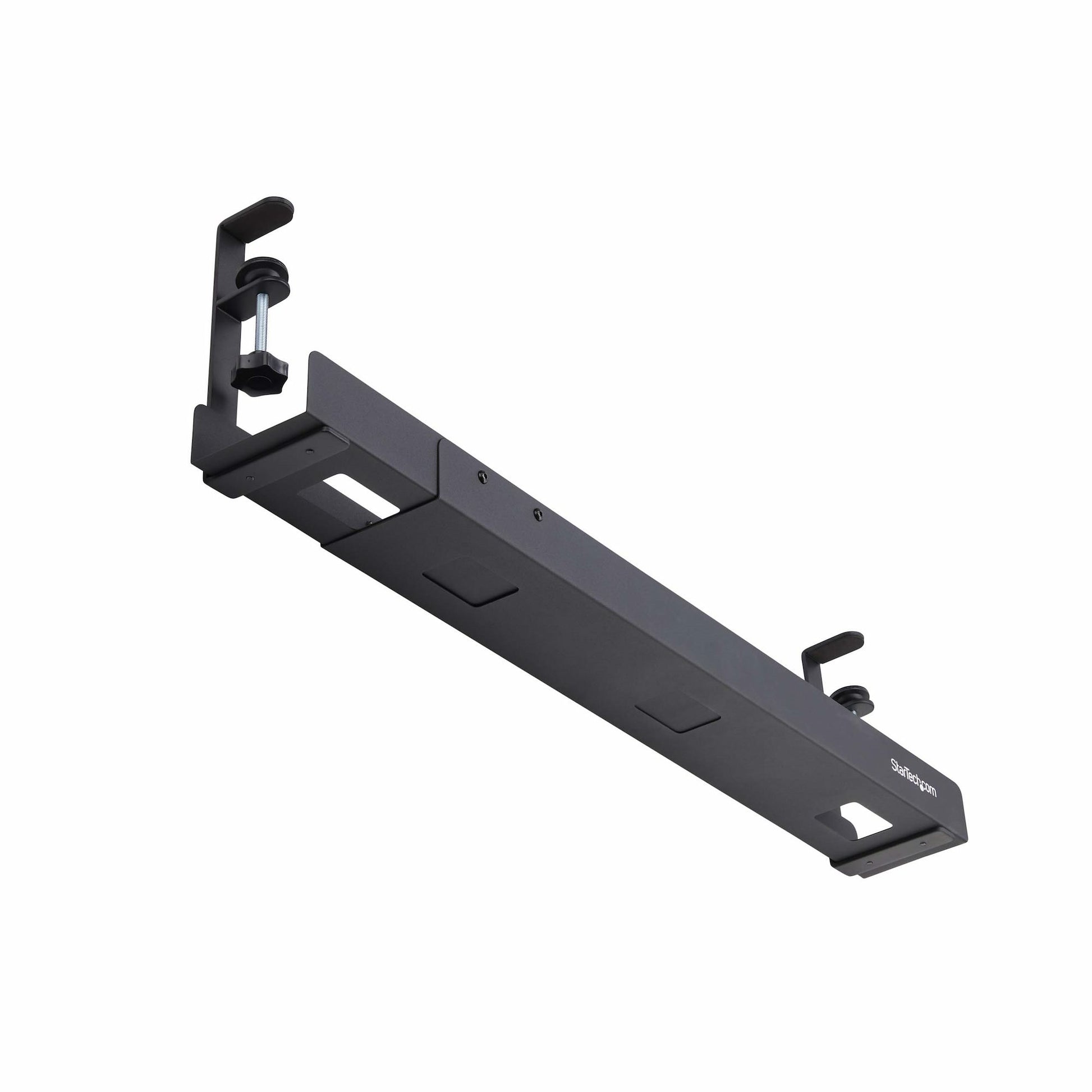 StarTech.com Untertisch-Kabelwanne – 105 × 80 × 207 mm – Stahl – Schwarz, ohne Bohren, 5 kg Traglast