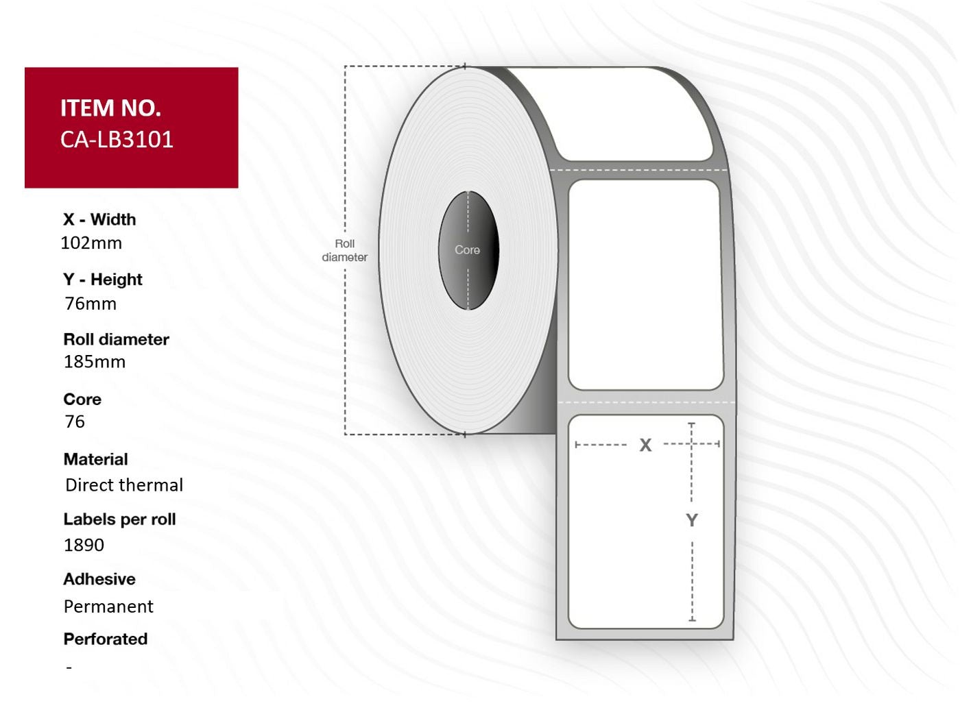 Capture Etikettenrolle, 102 mm × 76 mm, permanent klebend, 6 Rollen (1'890/Rolle)