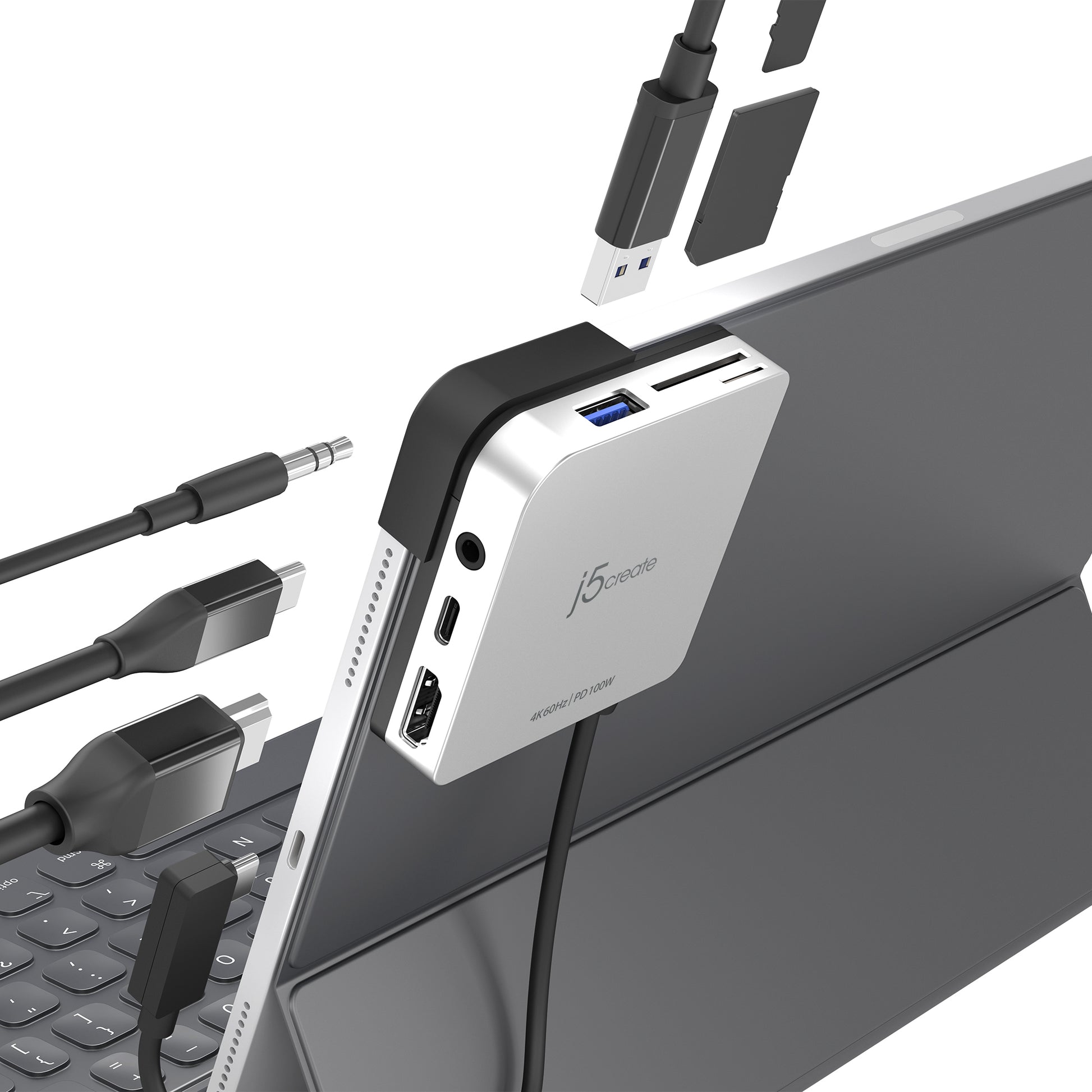 j5create USB-C Reise-Dock – für iPad und iPad Pro, 4K 60 Hz HDMI