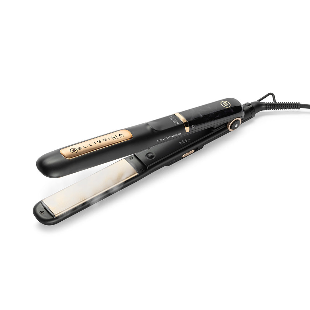 Bellissima Glätteisen – Dampffunktion, 3 Stufen – Schwarz, Gold – Keramikplatten