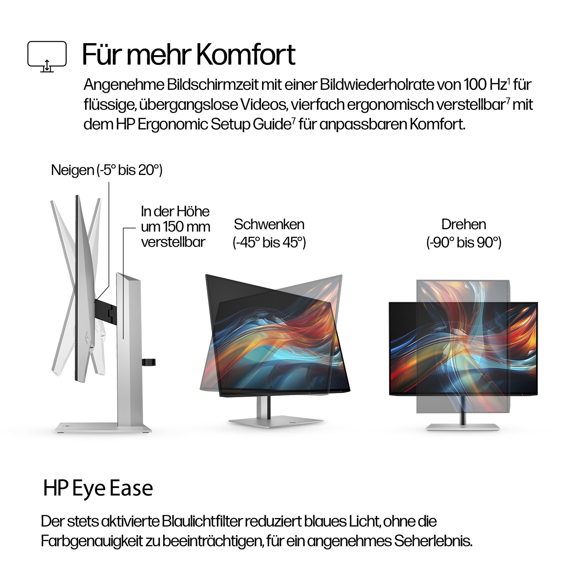 HP Series 7 Pro 24 (724pu) – Monitor, 24", 1920 × 1200 (WUXGA), USB-C, Schwarz/Silber