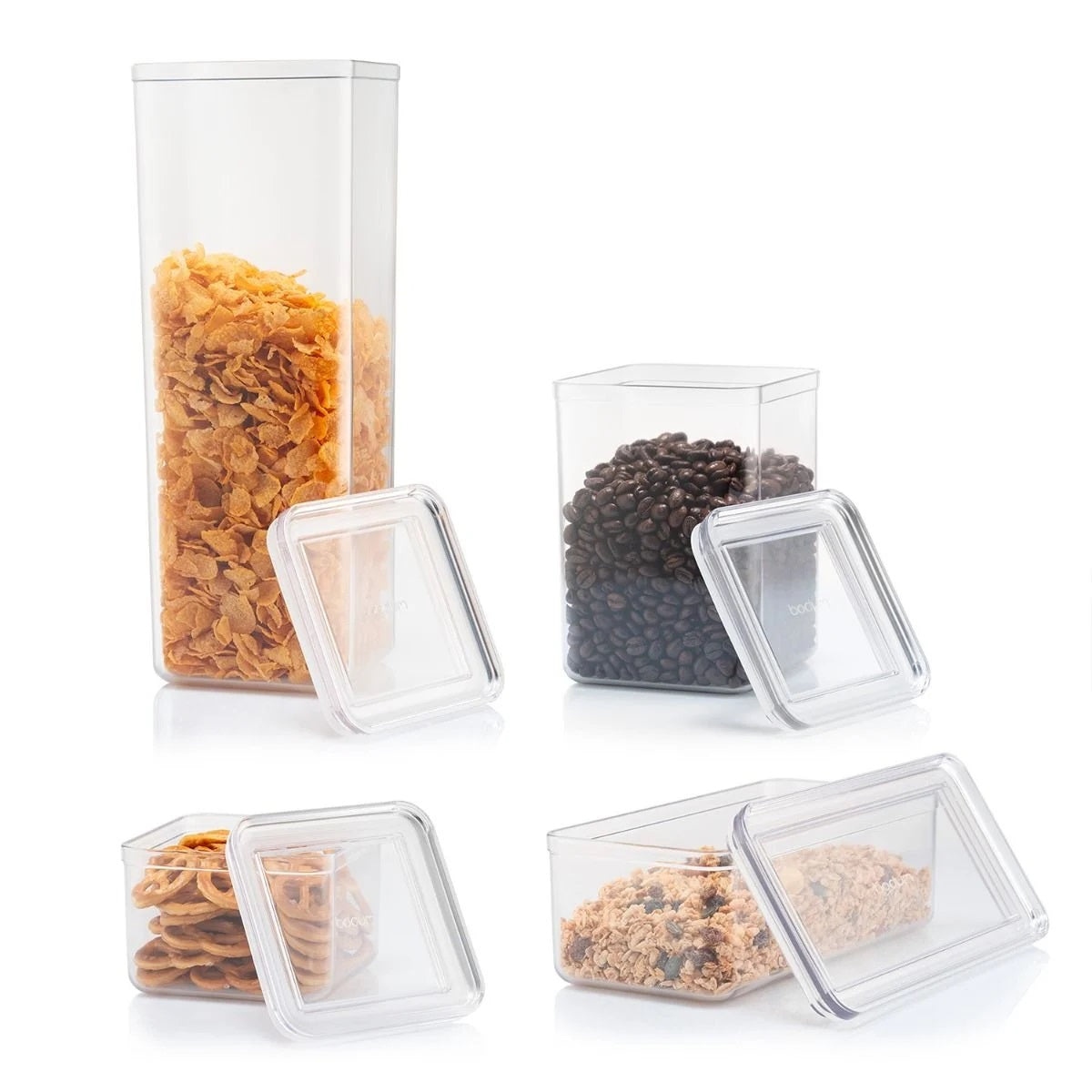 Bodum Canteen Vorratsdosen-Set – 4×1 l, 2×1,2 l, 4×0,5 l, 2×2,6 l – eckig – Kunststoff – transparent
