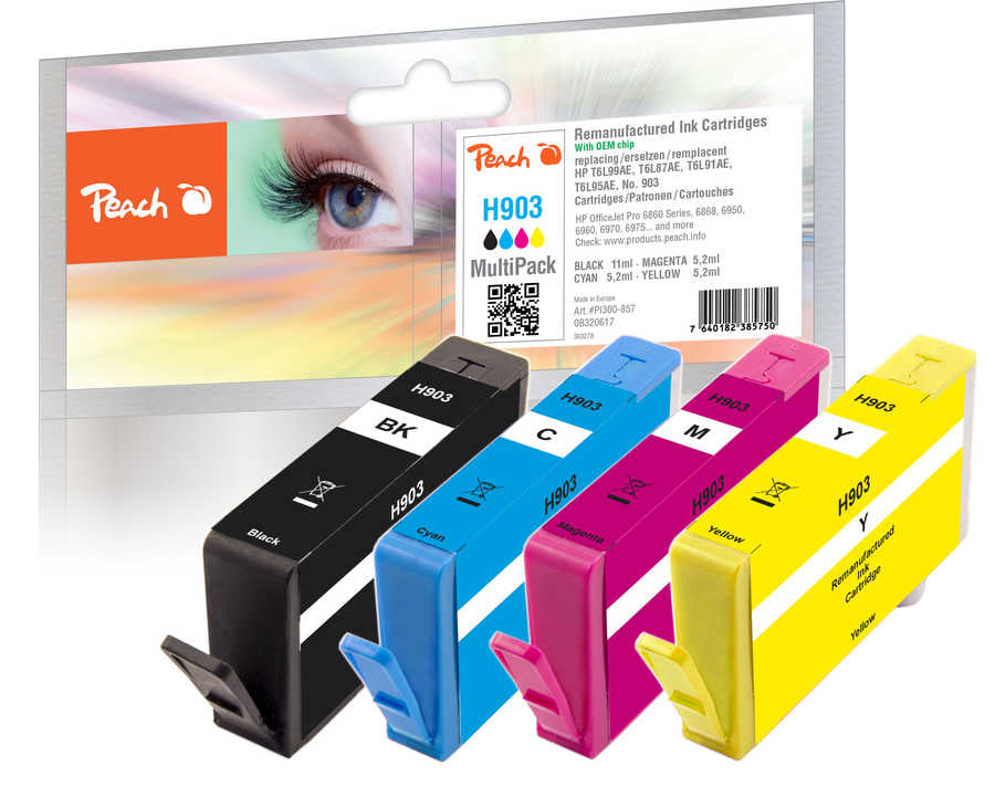Peach 903 Tintenpatronen-Multipack, 4er-Set (Kompatibel) – für HP OfficeJet Pro 6860/6868/6950 …