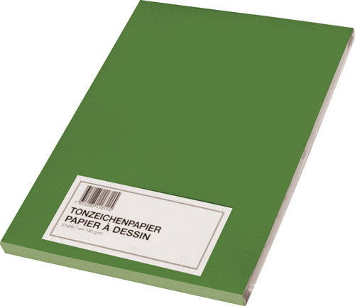 Papyrus Tonzeichenpapier – A4, 130 g/m², hellgrün, matt, 100 Blatt, für Mixed Media