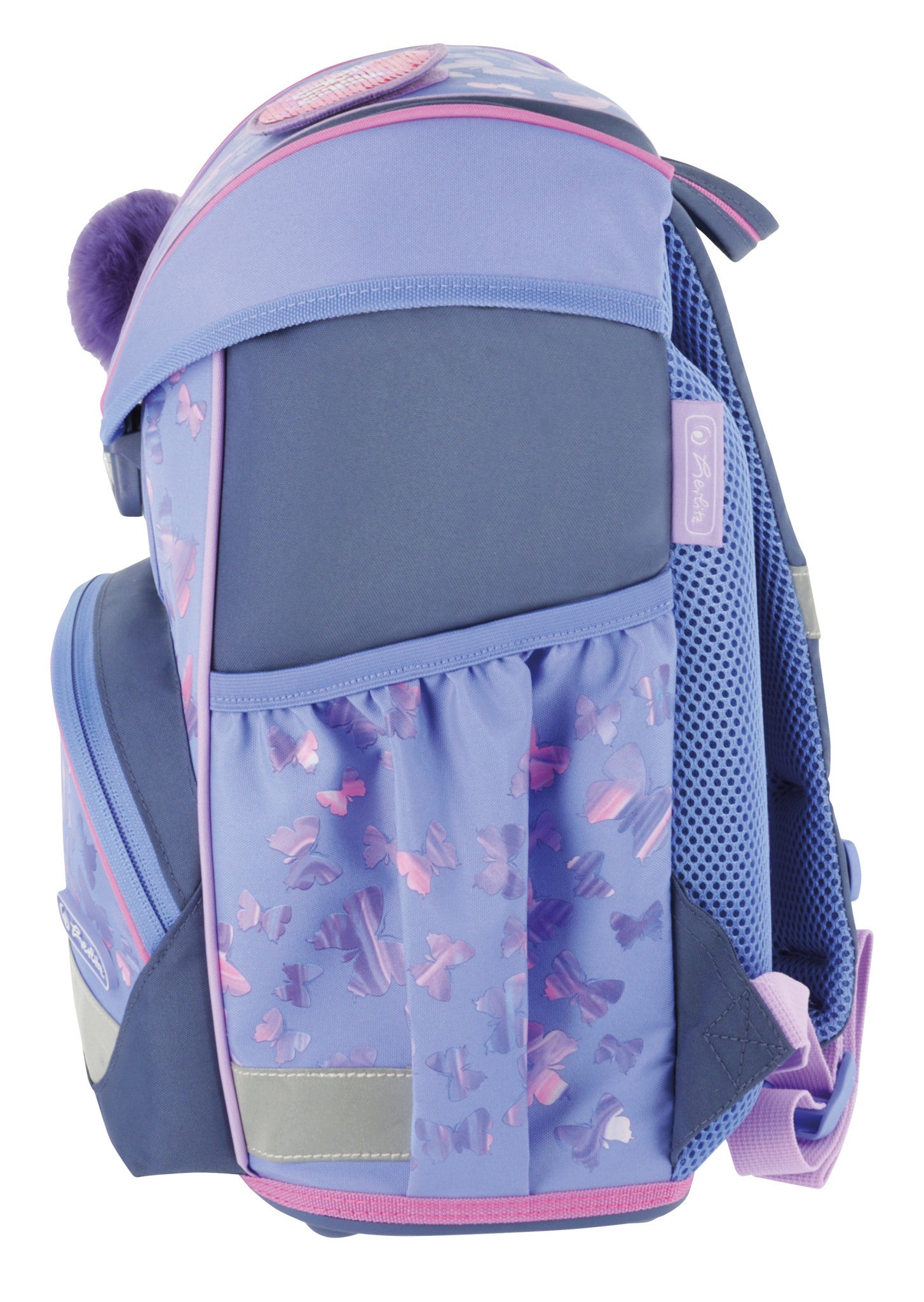 Herlitz UltraLight Plus – Schulrucksack-Set 4-teilig, Schmetterling, 15 l, 28×36×21 cm