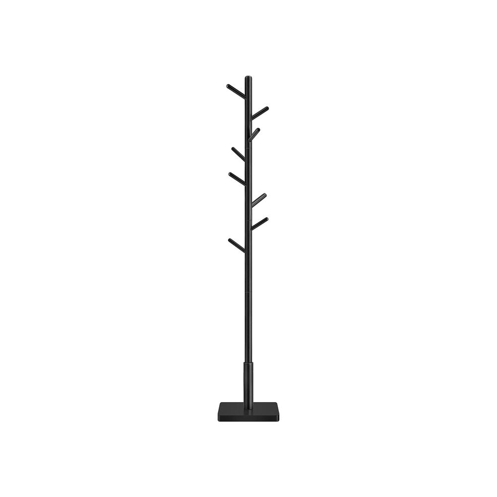 Vasagle Garderobenständer – 8 Haken, Gummibaumholz/MDF, Schwarz, 30 × 30 × 175 cm
