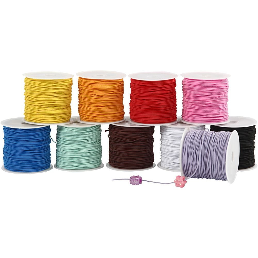 Creativ Company Kordelband (Schmuckkordel), Mehrfarbig, Ø 1 mm × 25 m, 10 Stk.