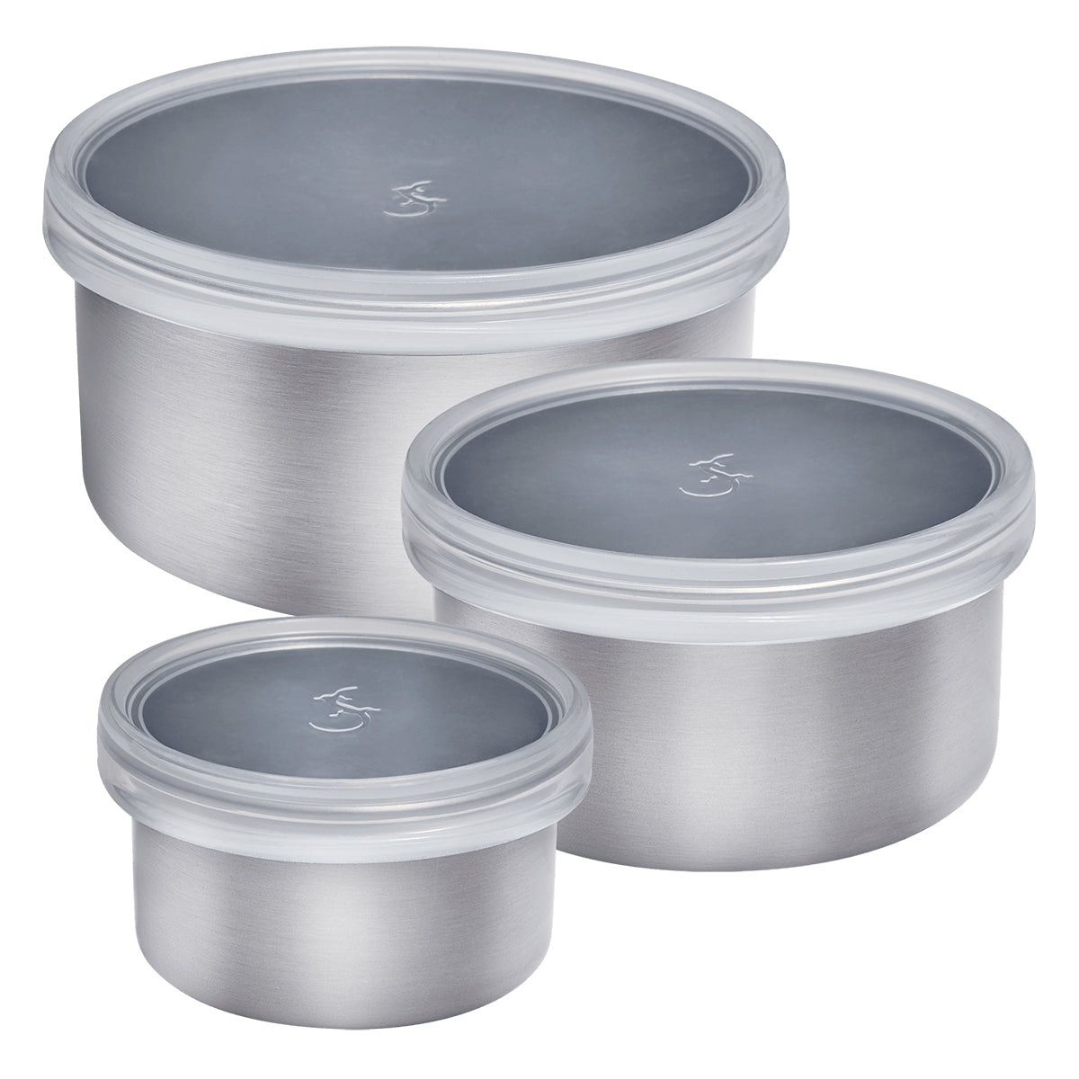 Lurch Vorratsdose 100/200/400 ml, rund, Edelstahl/Silikon, 3er-Set, silber