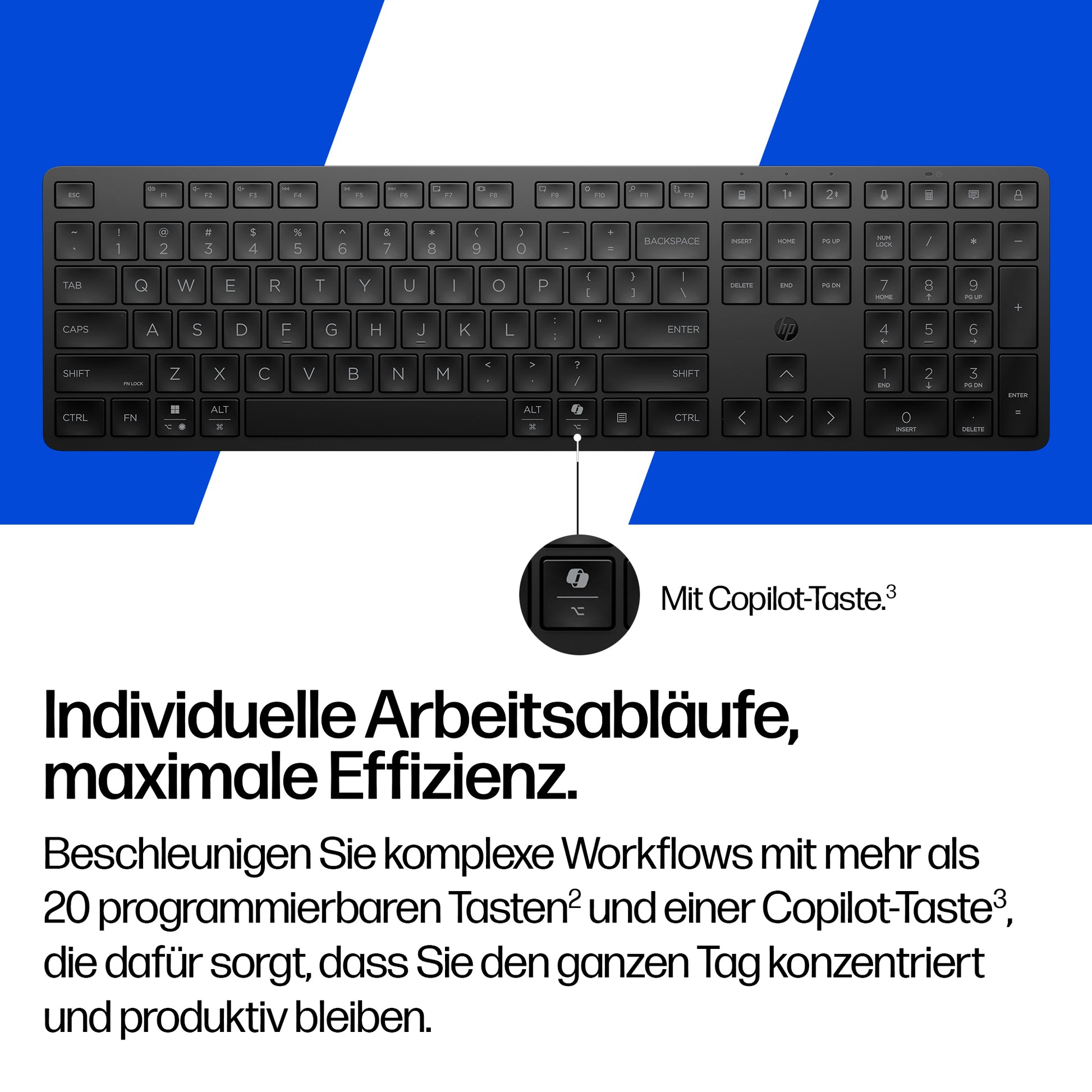 HP 495K – Tastatur – Bluetooth & 2,4 GHz (USB-A Empfänger) – leise Tasten – schwarz