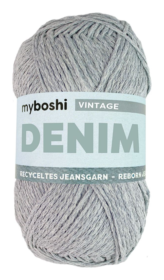 myBoshi Denim Vintage Garn Hellblau – 50 g, 140 m, Nadel 2 mm, 50% Recycelte Baumwolle/50% Bio-Baumwolle